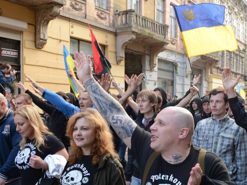 Ukrainian Nazi on a parade in Lviv